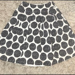 White with black polka dot A-line skirt